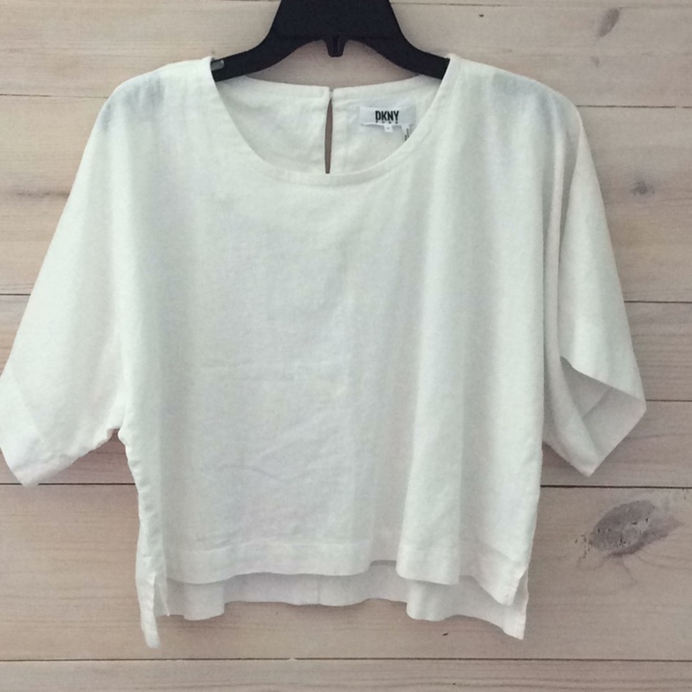 DKNY Linen blend cropped shirt size L